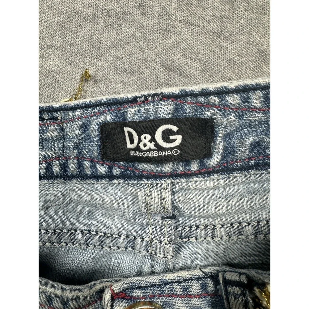DOLCE AND GABBANA Jeans Designer Floral Embroidered Y2K Distressed Measure 26x30 - Picture 2 of 14